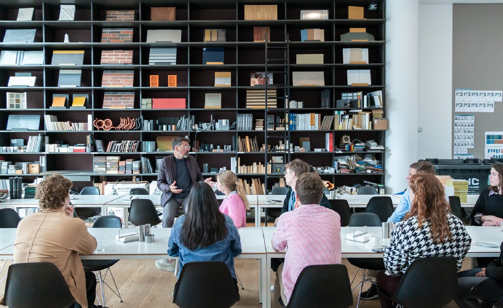 Classroom with large bookcase