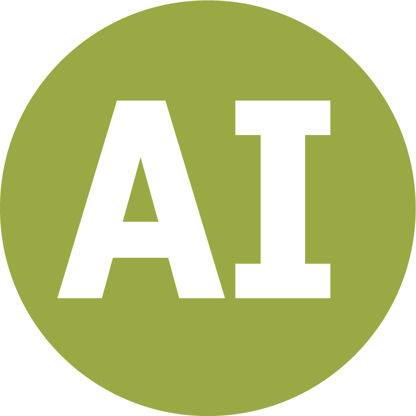 Icon to indicated AI use is permitted, a green circle with the letters AI.