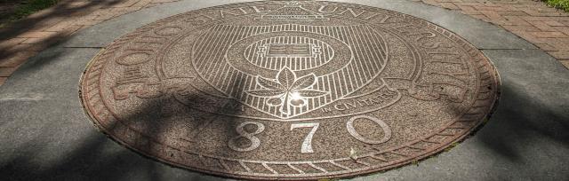 Ohio State seal on the Oval.